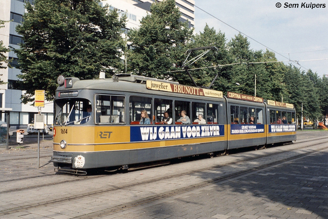 Foto van RET Rotterdamse Düwag GT8 1614 Tram door RW2014